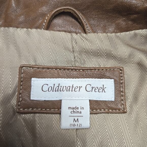 Coldwater Creek Womens Soft Leather Chocolate Brown Moto Vest Sz M Western Boho - Picture 3 of 8